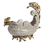 Чаша для фруктов из фарфора бронзовыми фигурками леопардов Eden Garden варинант исполнения - 1 | Loft Concept в Волгограде