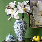 Ваза с крышкой и зелено-голубым рисунком на белом фоне 51 см Blue & White Ornament варинант исполнения - 4 | Loft Concept в Волгограде