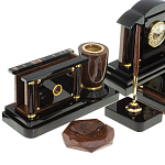 Настольный письменный набор с часами из природного камня обсидиана Peace Contract варинант исполнения - 3 | Loft Concept в Волгограде