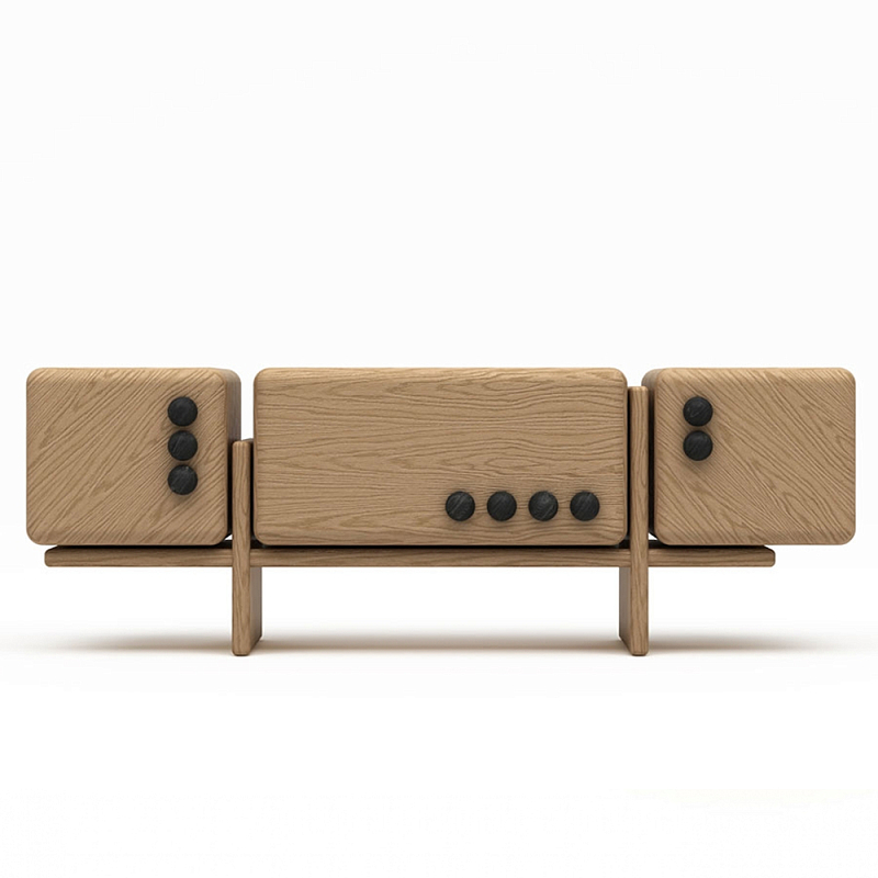 Дизайнерский комод с круглыми декоративными ручками Merto Коричневый Черный в Волгограде | Loft Concept 