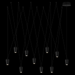 Подвесной светильник черными плафонами на длинных пересекающихся тросах Construction варинант исполнения - 8 | Loft Concept в Волгограде