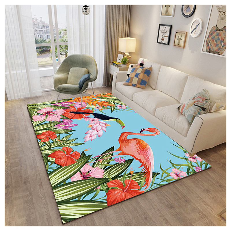 Ковёр с принтом Розовый Фламинго Carpet Pink Flamingo Turquoise Мульти в Волгограде | Loft Concept 