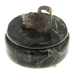 Шкатулка из натурального камня змеевик с фигуркой лебедя Stone Casket варинант исполнения - 2 | Loft Concept в Волгограде