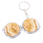 Зеркало брелок карманное двухстороннее из натурального камня Оникс Silver Stone Mirrors варинант исполнения - 5 | Loft Concept в Волгограде