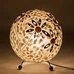 Настольная лампа из перламутра на металлическом каркасе Indonesian Ball варинант исполнения - 4 | Loft Concept в Волгограде