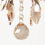 Люстра подвесная круглая с тканевым полупрозрачным абажуром и подвесками 4 лампы Gilded Elegance варинант исполнения - 6 | Loft Concept в Волгограде