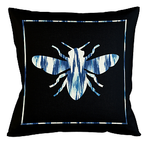 Подушка декоративная пчела с синим узором Ikat Pattern
