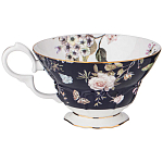 Чайный набор из фарфора темно-синий с рисунком цветов на 6 персон 12 предметов 280 мл Garden Whisper Porcelain Set  варинант исполнения - 3 | Loft Concept в Волгограде