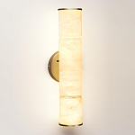 Бра с цилиндрическим плафоном из белого алебастра на круглом основании Латунь Cryptocrystalline Stone варинант исполнения - 1 | Loft Concept в Волгограде