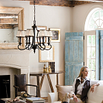 Люстра бронзового цвета с бежевыми абажурами из органзы в классическом стиле Hinkley варинант исполнения - 9 | Loft Concept в Волгограде