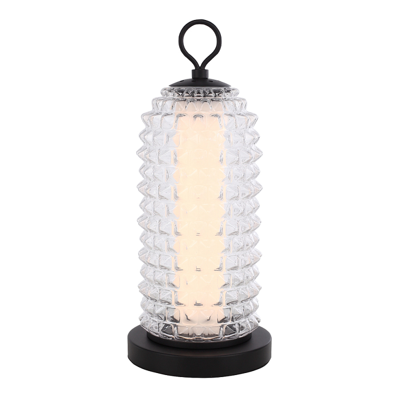 Настольная лампа с прозрачным факутрным стеклянным плафоном Sonora Прозрачный Черный в Волгограде | Loft Concept 
