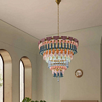 Люстра круглая с декором из разноцветных элементов в виде листьев Changing Seasons варинант исполнения - 6 | Loft Concept в Волгограде