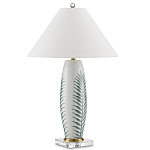 Настольная лампа овальная с тропическим принтом Stylized Aalm Leaves Motif варинант исполнения - 5 | Loft Concept в Волгограде