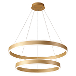 Люстра подвесная светодиодная с двумя золотистыми кольцами Диаметр 80 см Ring Horizontal варинант исполнения - 1 | Loft Concept в Волгограде