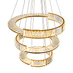 Светодиодная трехъярусная кольцевая люстра из хрусталя и стали с пультом для регулировки света Maude Crystal Light варинант исполнения - 3 | Loft Concept в Волгограде