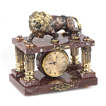 Часы настольные из креноида и бронзы с декором в виде льва Lion Stone Clock варинант исполнения - 2 | Loft Concept в Волгограде
