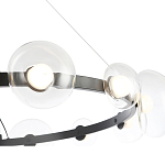 Люстра подвесная круглая с 12-ю прозрачными куполообразными плафонами и черным металлическим основанием Flos Wireline Lighting варинант исполнения - 5 | Loft Concept в Волгограде