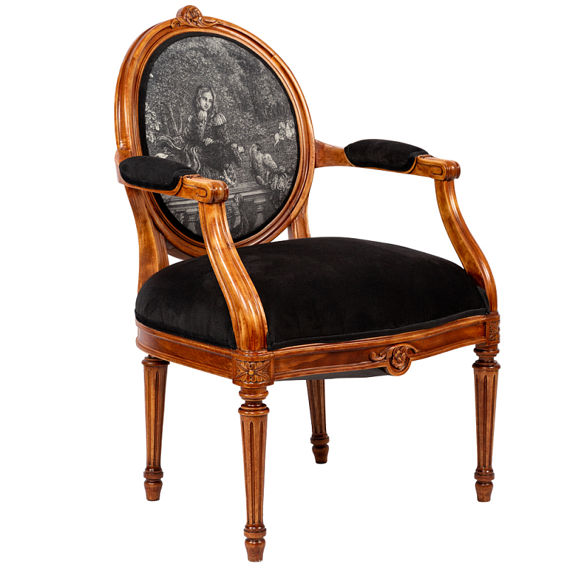 Кресло Marimon Armchair Left Черно-белый Коричневый в Волгограде | Loft Concept 