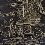 Обои ручная роспись Views of Italy Gold Outline варинант исполнения - 2 | Loft Concept в Волгограде