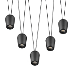 Подвесной светильник черными плафонами на длинных пересекающихся тросах Construction варинант исполнения - 3 | Loft Concept в Волгограде