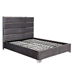 Кровать двуспальная серая с высоким мягким изголовьем Heart of the Bedroom варинант исполнения - 1 | Loft Concept в Волгограде