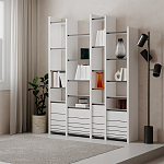 Стеллаж прямой ассиметричный с полками и 4-мя дверцами ARYA BOOKCASE WHITE варинант исполнения - 5 | Loft Concept в Волгограде