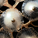 Потолочная люстра круглая ветвистыми бронзовыми элементами и стеклянными рифлеными дисками Textured Glass Chandelier варинант исполнения - 6 | Loft Concept в Волгограде