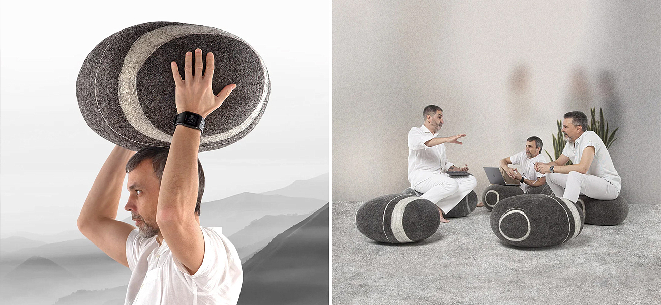 Набор Валяных Камней-Пуфов для переговорной офиса CONFERENCE SET - Loft-Concept в Волгограде