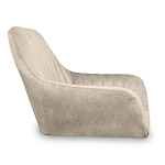 Барный стул со спинкой и подлокотниками на 4-х коричневых деревянных ножках Бежевый Велюр Ava Charm варинант исполнения - 2 | Loft Concept в Волгограде