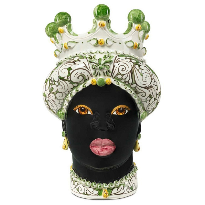 Ваза Vase Moro Lady Ornate Dark Green Черный Зеленый Белый Ваза Vase Moro Lady Ornate Dark Green Черный Зеленый Белый в Волгограде | Loft Concept