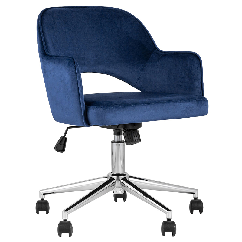 Кресло для компьютерного стола Veloury Blue Черный Хром Синий Кресло для компьютерного стола Veloury Blue Черный Хром Синий в Волгограде | Loft Concept