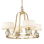 Люстра цвета латунь с 4-мя тканевыми абажурами и стеклянными шарами Quoizel варинант исполнения - 1 | Loft Concept в Волгограде