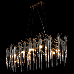 Люстра подвесная прямоугольная с бронзовыми акцентами и прозрачными стеклянными каплями Droplet Chandelier варинант исполнения - 4 | Loft Concept в Волгограде