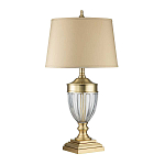 Настольная лампа со тканевым абажуром и прозрачным ребристым стеклянным основанием Quoizel варинант исполнения - 5 | Loft Concept в Волгограде