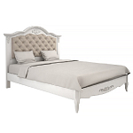 Кровать белая из массива бука с основанием и мягким изголовьем в стиле прованс White Provence варинант исполнения - 1 | Loft Concept в Волгограде