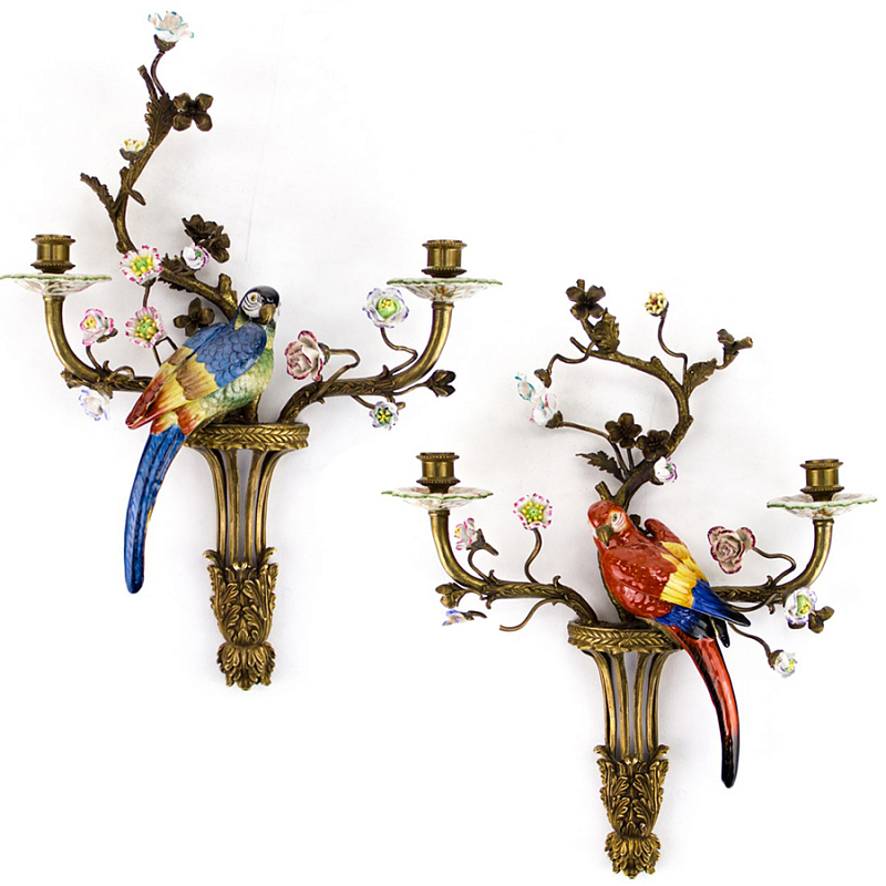 Подсвечник Candlestick Colored Parrots II Бронза Синий Красный Подсвечник Candlestick Colored Parrots II Бронза Синий Красный в Волгограде | Loft Concept