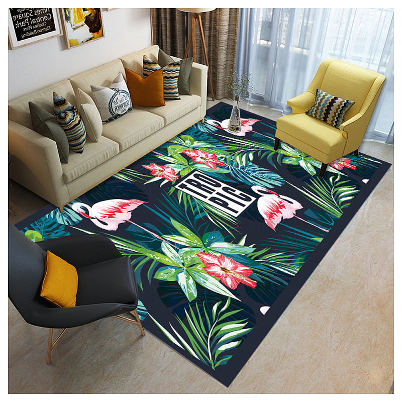 Ковёр с принтом Розовый Фламинго Carpet Pink Night Flamingo Мульти в Волгограде | Loft Concept 