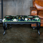 Банкетка из натурального бука черная с изображением птиц и цветов Blooming Birds варинант исполнения - 2 | Loft Concept в Волгограде