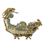 Чаша голубого цвета с оранментом и и бронзовыми фигурами леопардов Eden Garden варинант исполнения - 1 | Loft Concept в Волгограде