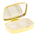 Таблетница карманная прямоугольная с 2-мя отделениями с зеркалом и накладкой из натурального камня Апатит Голубой Gold Stone Pillboxes варинант исполнения - 3 | Loft Concept в Волгограде