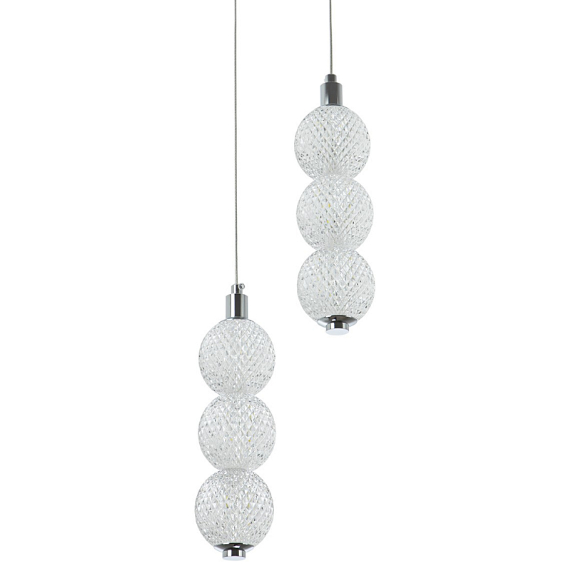 Подвесной светодиодный светильник с 2-мя плафонами Crystal Globule Hanging Lamp Chrome Прозрачный Хром Подвесной светодиодный светильник с 2-мя плафонами Crystal Globule Hanging Lamp Chrome Прозрачный Хром в Волгограде | Loft Concept