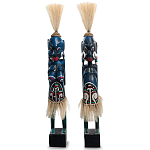Комплект из 2-х деревянных статуэток Asmat Straw Headdress Statuettes Blue Red варинант исполнения - 5 | Loft Concept в Волгограде