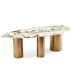 Обеденный стол с асимметричной столешницей на 3-х массивных золотых ножках Commonwealth Table варинант исполнения - 1 | Loft Concept в Волгограде