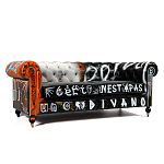 Диван Честерфильд граффити graffiti Orange Sofa натуральная кожа варинант исполнения - 1 | Loft Concept в Волгограде