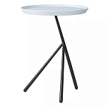 Столик приставной с круглой серой столешницей и черным основанием Round Stable Table варинант исполнения - 1 | Loft Concept в Волгограде