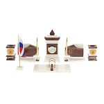Настольный письменный набор из мрамора и лемезита с гербом и флагом России Marble Accessory варинант исполнения - 1 | Loft Concept в Волгограде