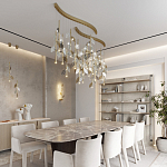 Бра с золотистой вертикальной трубкой и декоративными прозрачными листьями из стекла Sylva  варинант исполнения - 5 | Loft Concept в Волгограде