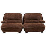 Кресло без подлокотников коричневое ну круглых деревянных ножках Loup Plush Armchair Brown варинант исполнения - 4 | Loft Concept в Волгограде