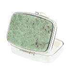 Таблетница карманная прямоугольная с 2-мя отделениями с зеркалом и накладкой из натурального камня Жадеит Silver Stone Pillboxes варинант исполнения - 2 | Loft Concept в Волгограде
