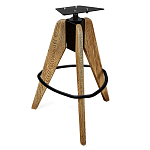 Барный стул со спинкой и металлической подставкой на 3-х деревянных ножках Горчичный Велюр Vendramin Chair варинант исполнения - 4 | Loft Concept в Волгограде